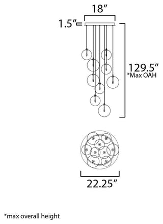 ET2 E25077-18 Global 9 Light 23"W LED Multi Light Pendant - Black