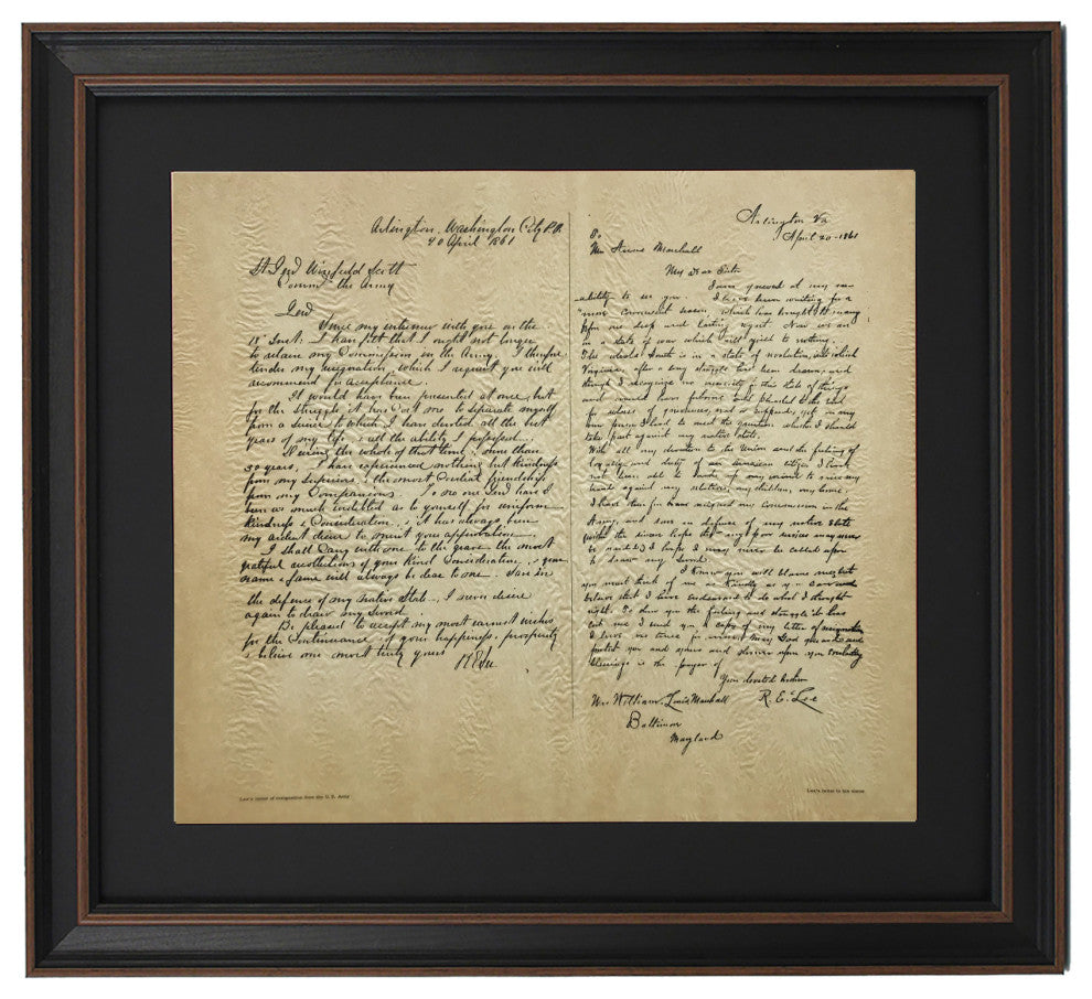 Framed General Lee's Letter of Resignation & Letter to His Sister