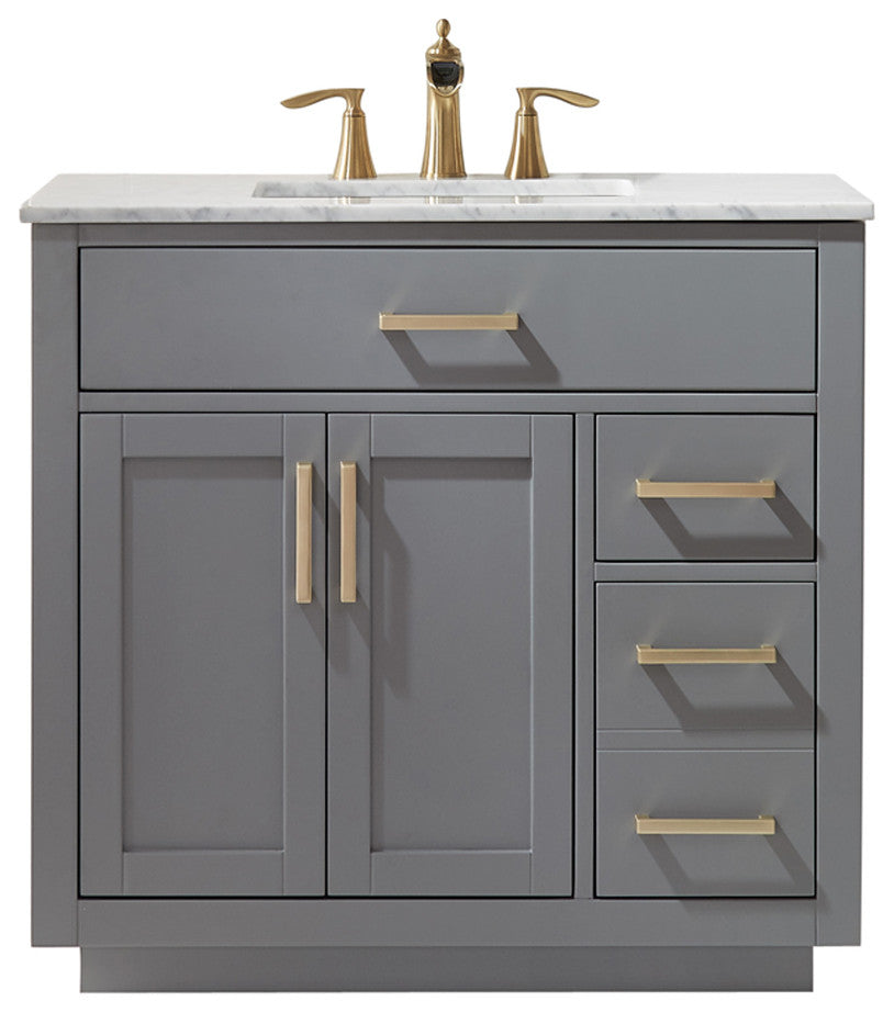 Ivy Gray Bathroom Vanity Set, 36", Without Mirror