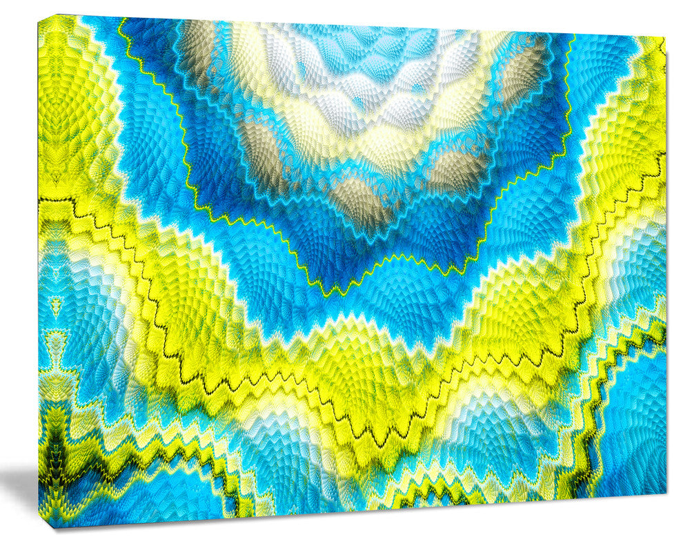 Blue Yellow Spiral Snake Skin, Floral Canvas Art Print, 40"x30"