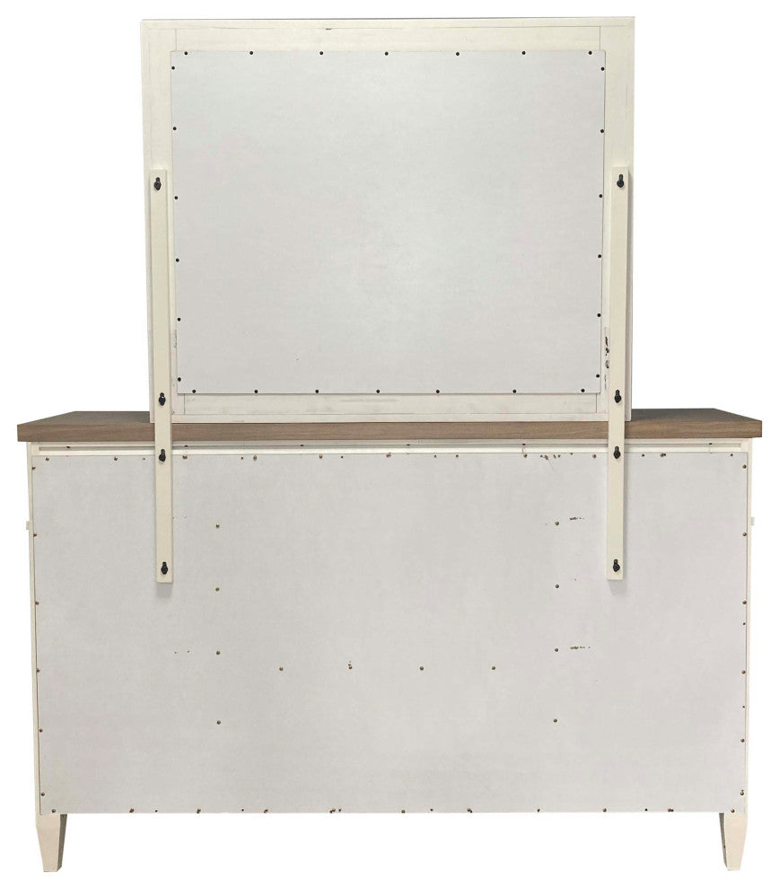 Queen Platform Bed With Dresser and Mirror, Queen