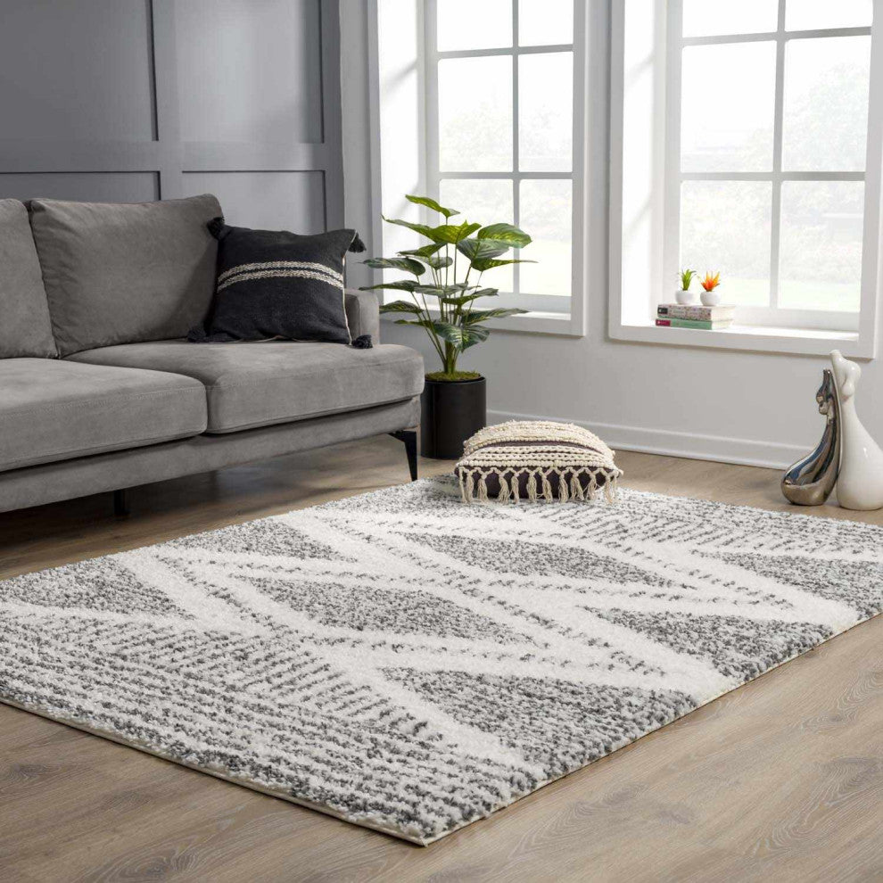 Hauteloom Trunding Area Rug, Charcoal/Cream, 7'10" Round