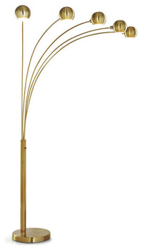 The ORBS Modern 5 Llite Arch Floor Lamp, Antique Brass