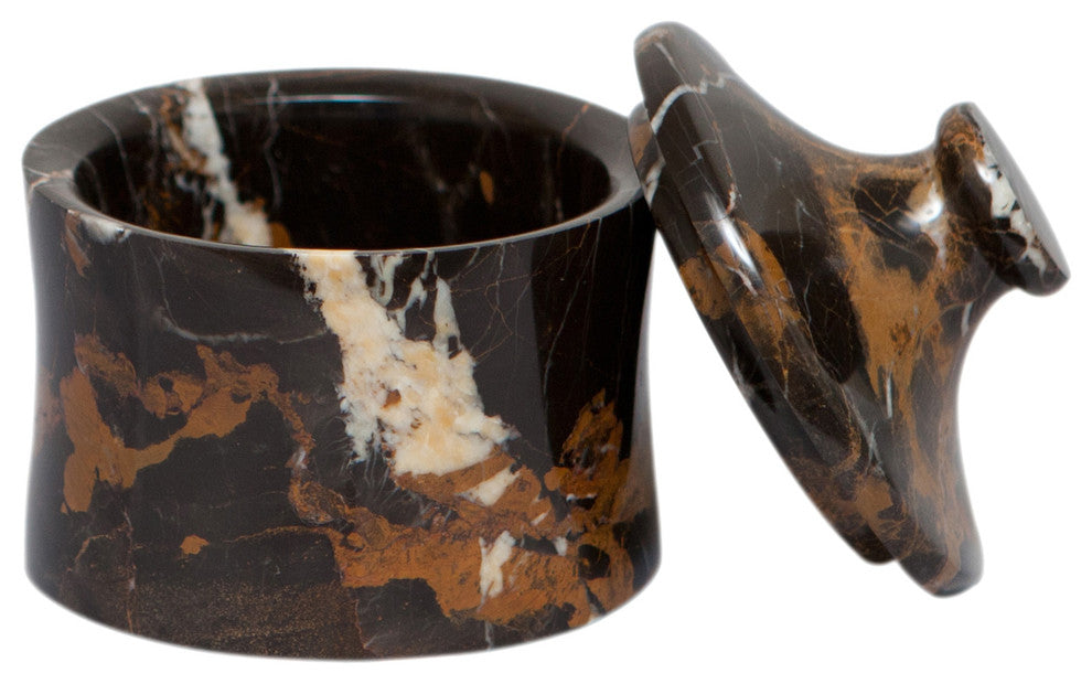 Vinca Collection Black and Gold Marble 4" x 4" Cannister