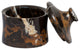 Vinca Collection Black and Gold Marble 4" x 4" Cannister