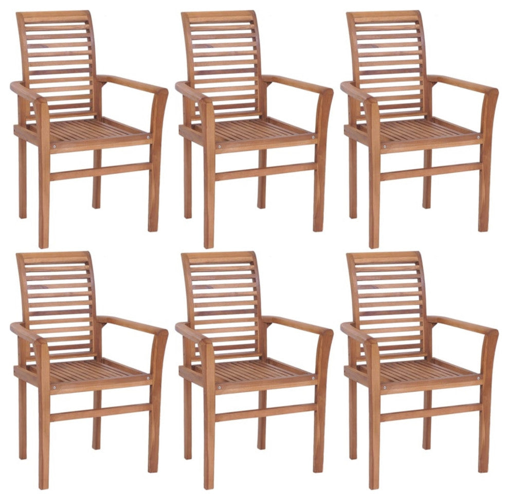 Vidaxl Stacking Dining Chairs 6-Piece Solid Teak Wood