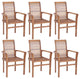 Vidaxl Stacking Dining Chairs 6-Piece Solid Teak Wood
