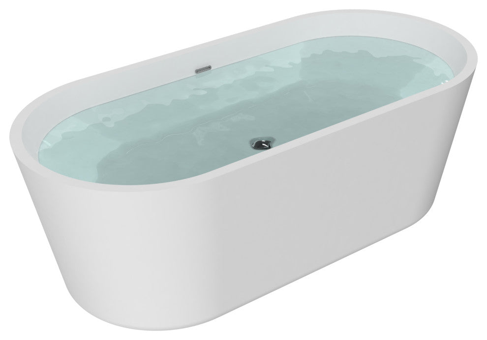 HEATGENE Acrylic Freestanding Bathtub Contemporary, 55 Inches