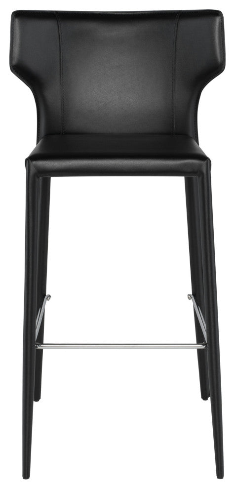 Wayne Bar Stool, Modern Barstool Leather Bar Stool, Black