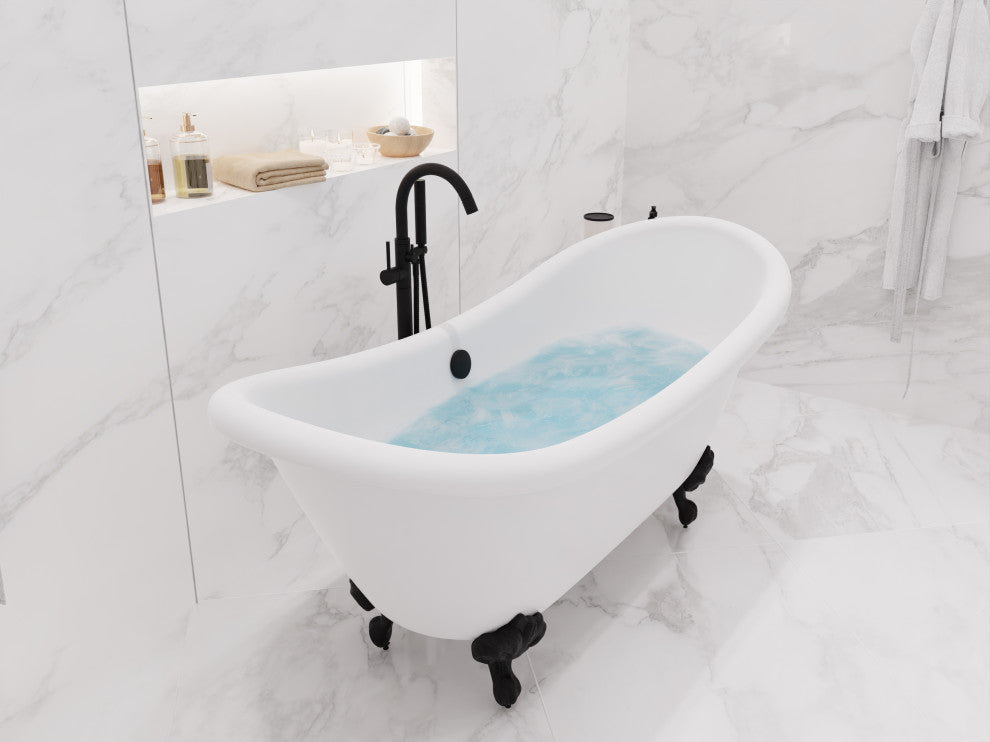 Falco 5.8' Acrylic Clawfoot Bathtub, Matte Black