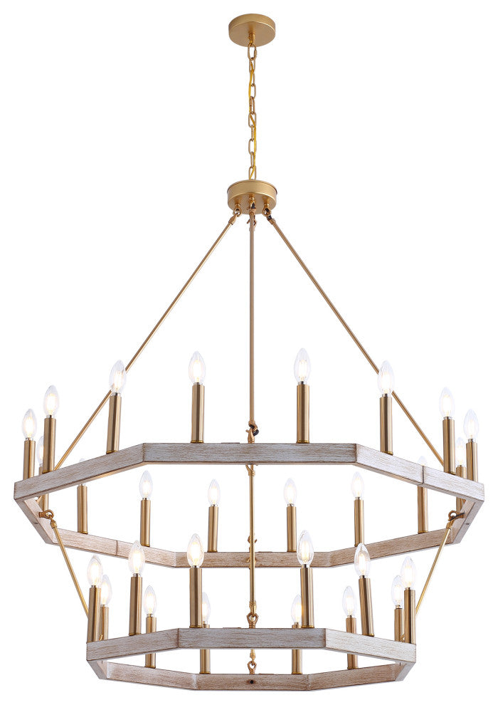 28-Light Pendant Light Candle Wagon Wheel Ceiling Light Round Chandelier
