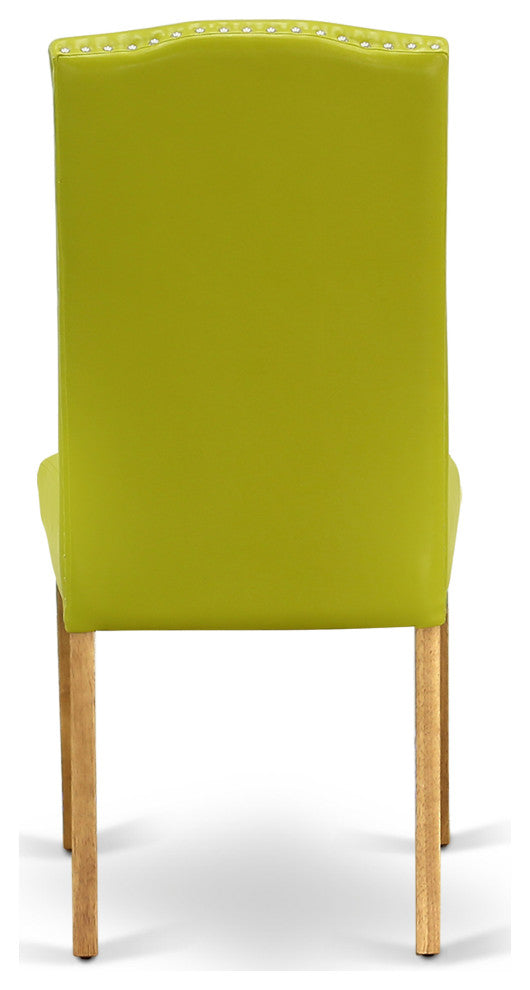 5Pc Square 36" Table, Four Parson Chair, Oak Leg, Pu Leather Color Autumn Green