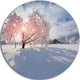 Winter In Carpathian Village, Landscape Photo Disc Metal Artwork, 23"