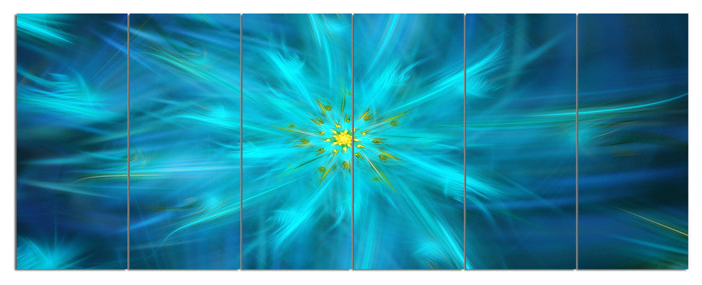 Amazing Dance of Blue Petals, Floral Canvas Art Print, 70"x28", 6 Panels