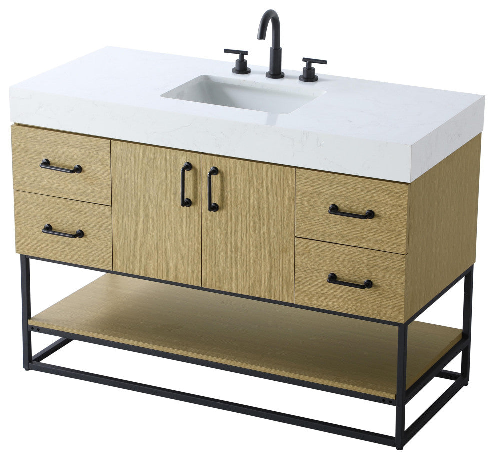 Home Living 48" Single Bathroom Vanity, Honey Brown