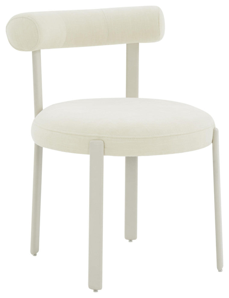Margaret Cream Textured Chenille Bolster Back Dining Chair