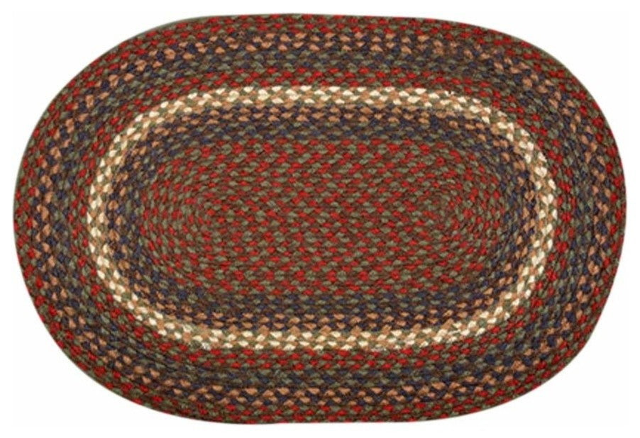 Burgundy/Gray Oval Braided Rug 8'x11'