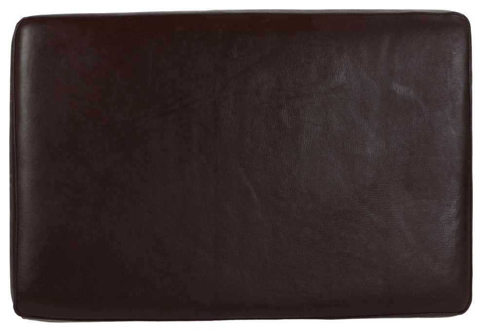 Bare Decor Luisa Bench Genuine 100% Leather and Teak, Brown