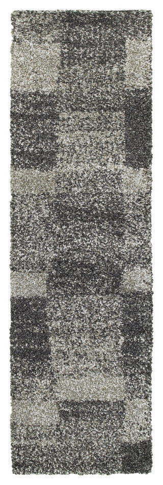 Hartley Shaded Blocks Gray and Charcoal Area Rug, 2'3"x7'6"