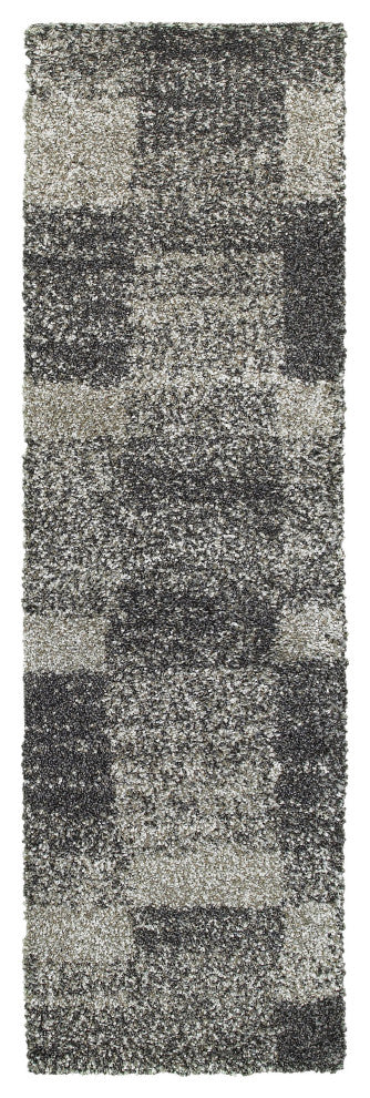 Hartley Shaded Blocks Gray and Charcoal Area Rug, 2'3"x7'6"