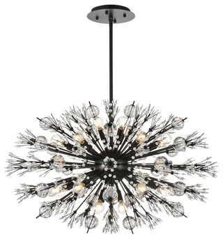 Victor 36" Crystal Starburst Oval Pendant, Black