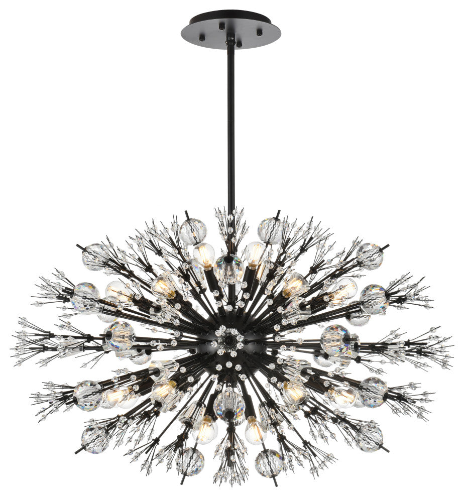 Victor 36" Crystal Starburst Oval Pendant, Black
