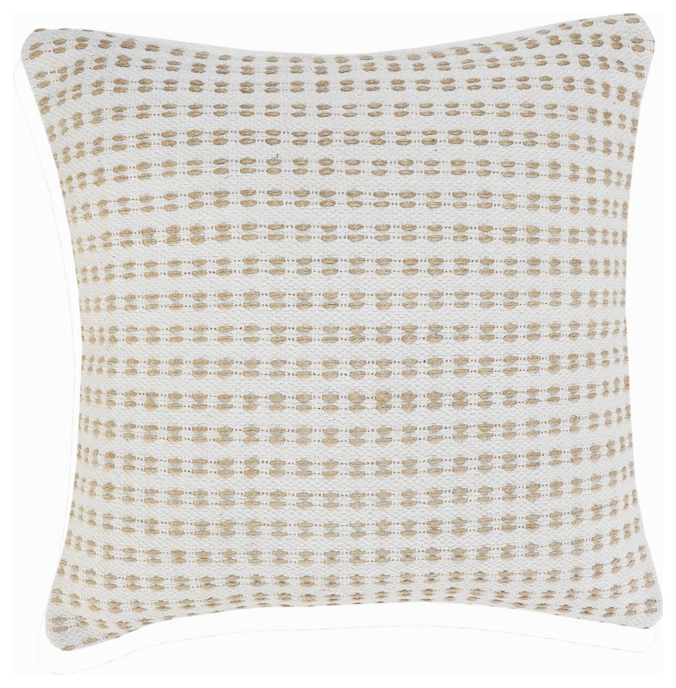 Ivory and Jute Interwoven Throw Pillow