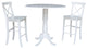 42" Round Pedestal Bar Height Table with 2 Bar Height Stools, White