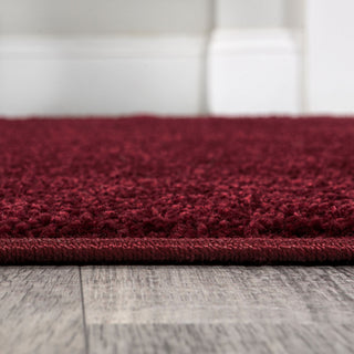Haze Solid Low-Pile Runner Rug, Dark Red, 9 X 12