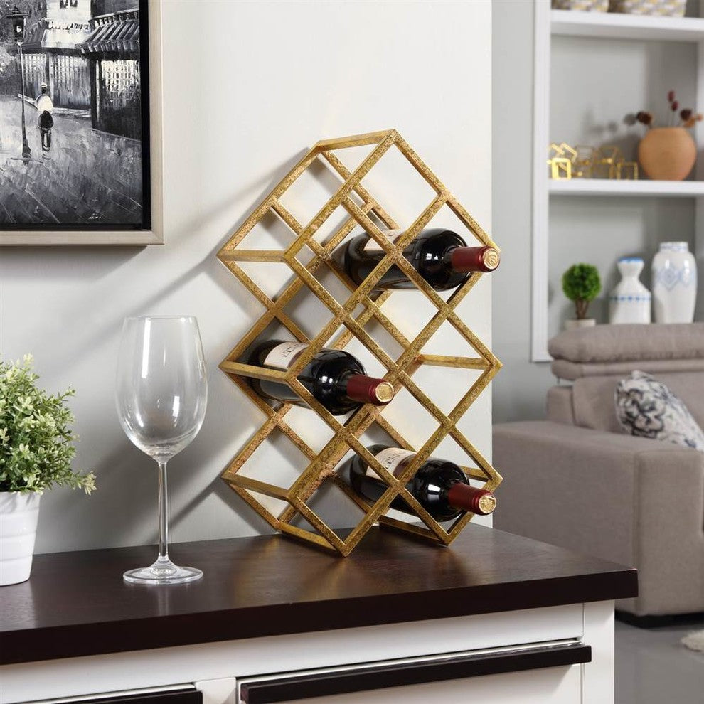 Danya B Sparkling Gold 9-Bottle Wine Rack