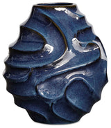Uttermost Helix Swirl Blue Outdoor Vase