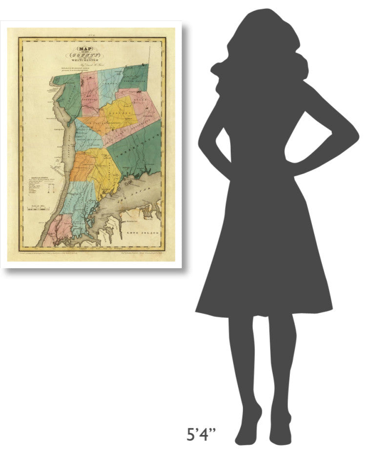 "New York - Westchester County, 1829" Paper Print by David H. Burr, 28"x38"