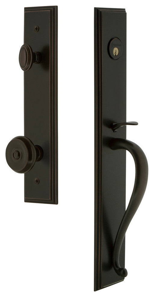Carre' 1-Piece Dummy Handleset, S Grip and Bouton Knob, Timeless Bronze, 848908