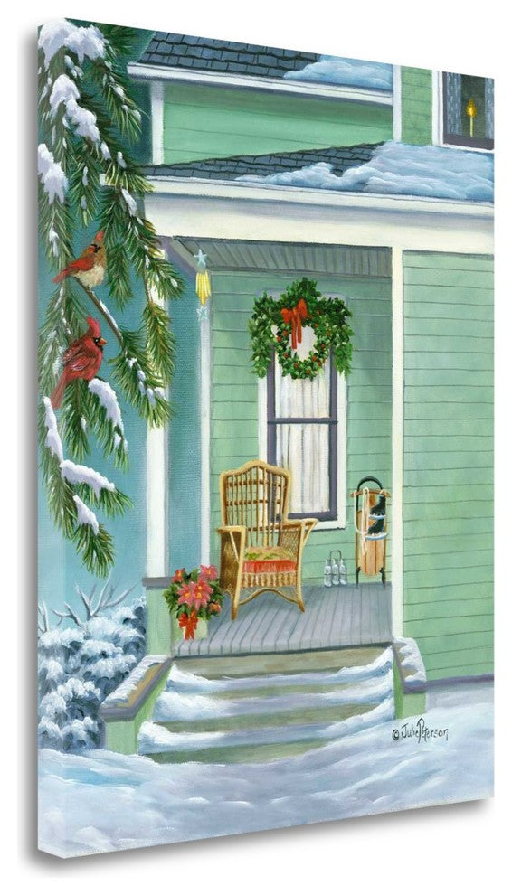 "Cardinals And Christmas Porch" By Julie Peterson, Giclee on Gallery Wrap Canvas