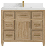 Santa Monica 42 Single Sink Bath Vanity in Whitewashed Teak 2" Empira Quartz