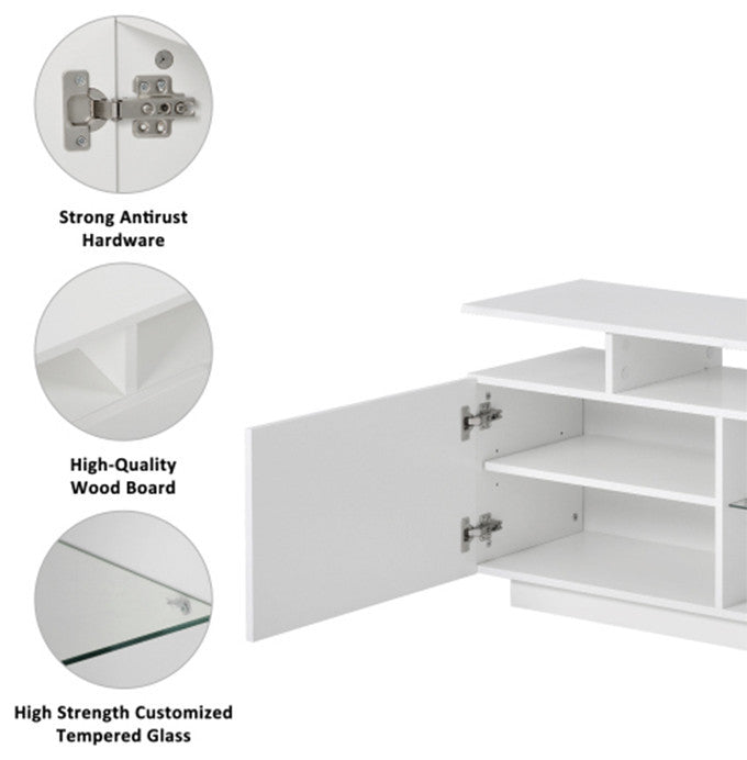Modern TV Stand with LEDs White Particle Board TV cabinet