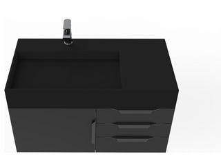 CastelloUSA Amazon 36" Wall Mount Vanity Set, Black, Black Top, Black Handles
