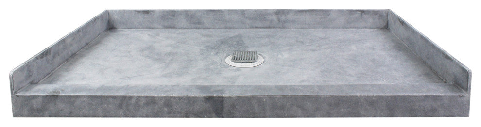 Transolid Ready to Tile 60"Lx36"W Shower Base with Center Drain in Dark Grey
