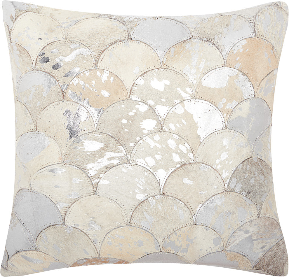 Mina Victory S1203 Throw Pillow, White/Silver, 20" x 20"