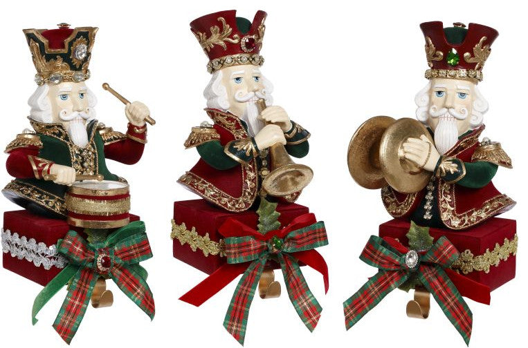 BAND OF NUTCRACKER STOCKING HOLDER 11inches SET OF 3