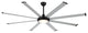 96" 8 Blades Indoor Ceiling Fan, Light Kit, Black and Nickel