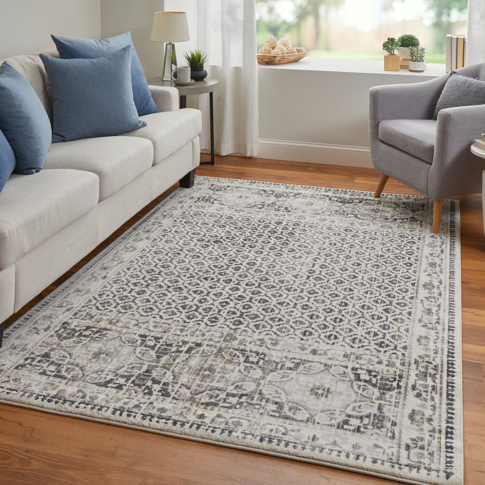 Weave & Wander Kiba Gray/Ivory Rug, 5'3"x7'6"