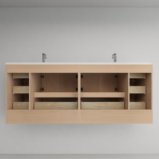 Victoria 84" Solid Wood Bath Vanity, Double Sink, Oak