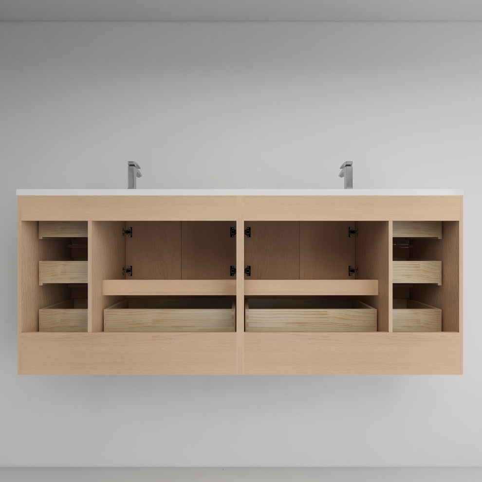 Victoria 84" Solid Wood Bath Vanity, Double Sink, Oak