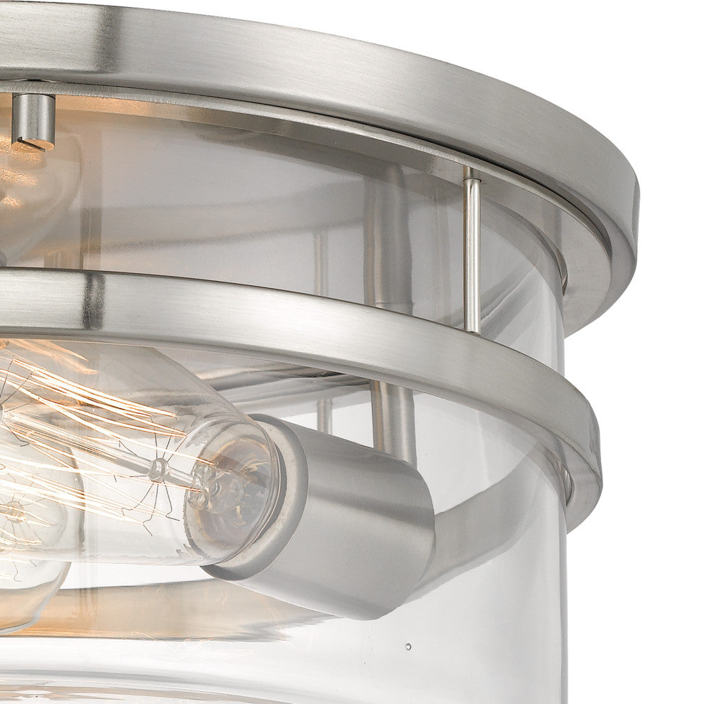 Kenmore 2-Light Brushed Nickel Finish Flush Mount 13" x13"x6.38"