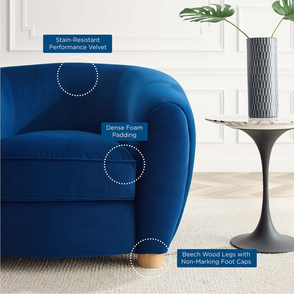 Abundant Performance Velvet Armchair Navy
