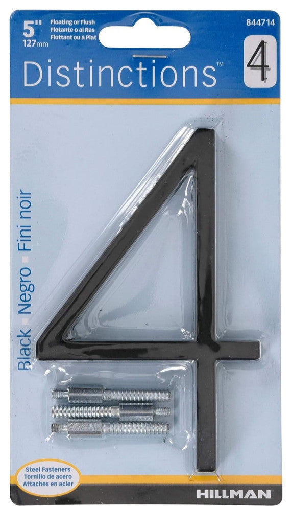 Floating House Number, Black, Number 4
