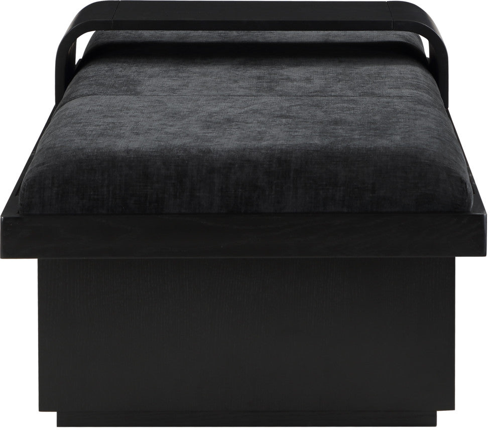 Arlington Chenille Fabric Upholstered Bench, Black, Black Finish