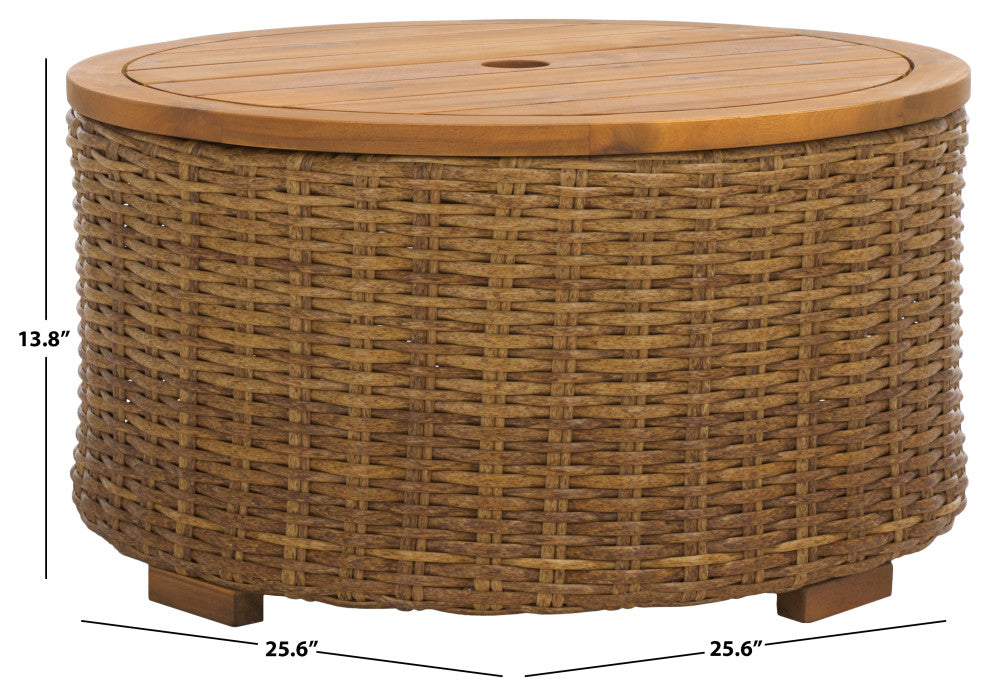 Safavieh Couture Indoor-Outdoor Anguilla Wicker Coffee Table, Natural