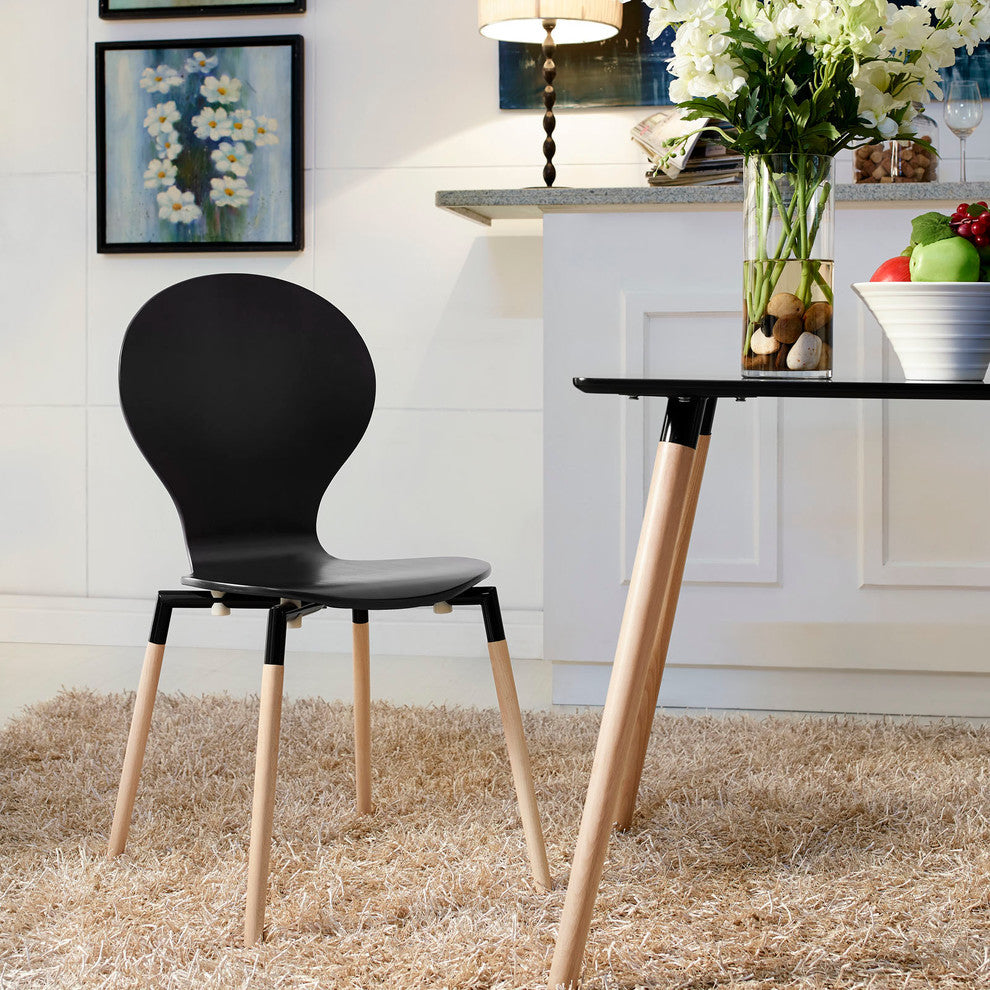 Modern Contemporary Kitchen Wood Dining Chair Black